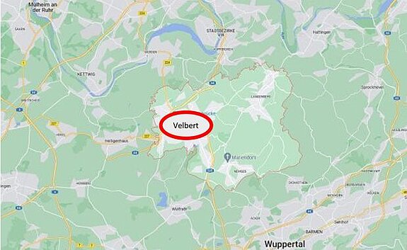 Stadt Velbert auf Landkarte