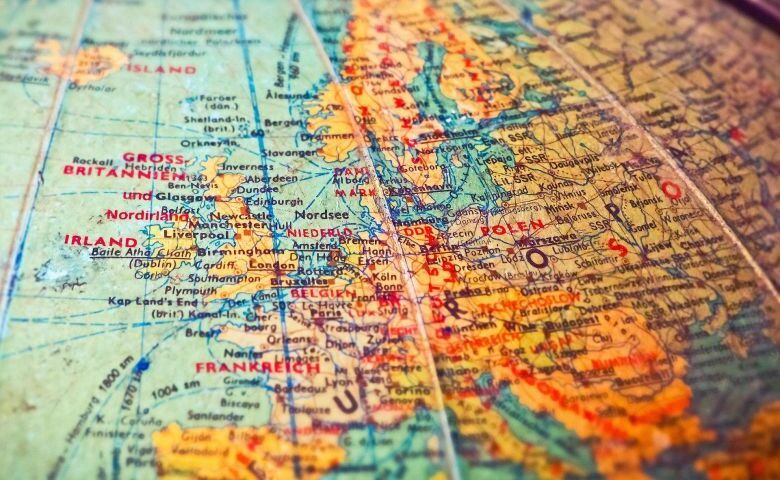 Európa térképe a földgömbön